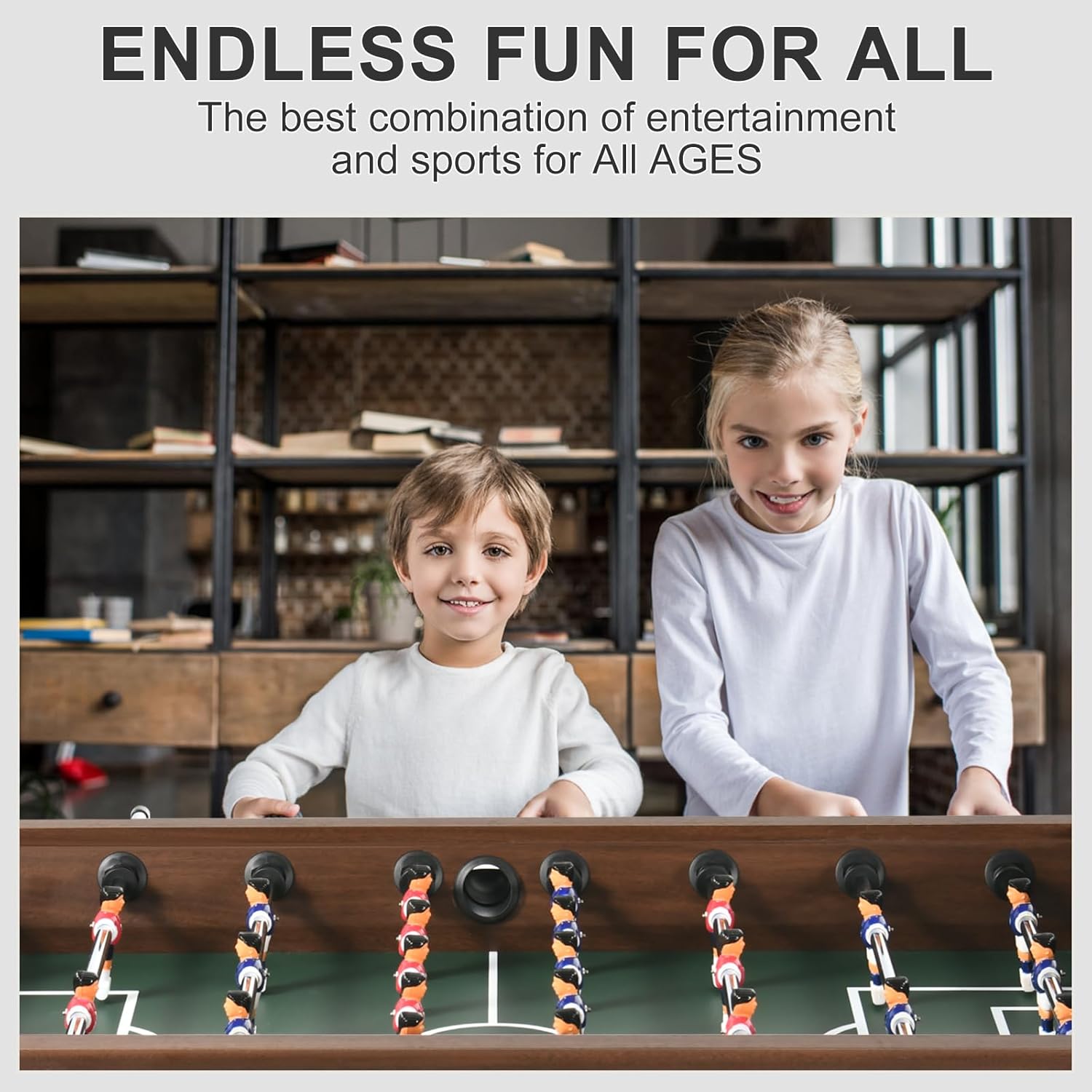 58" Foosball Table, Competition Soccer Table Game w/ 2 Balls for Adult Youth, Heavy-Duty Arcade Table Soccer for Home, Game Room