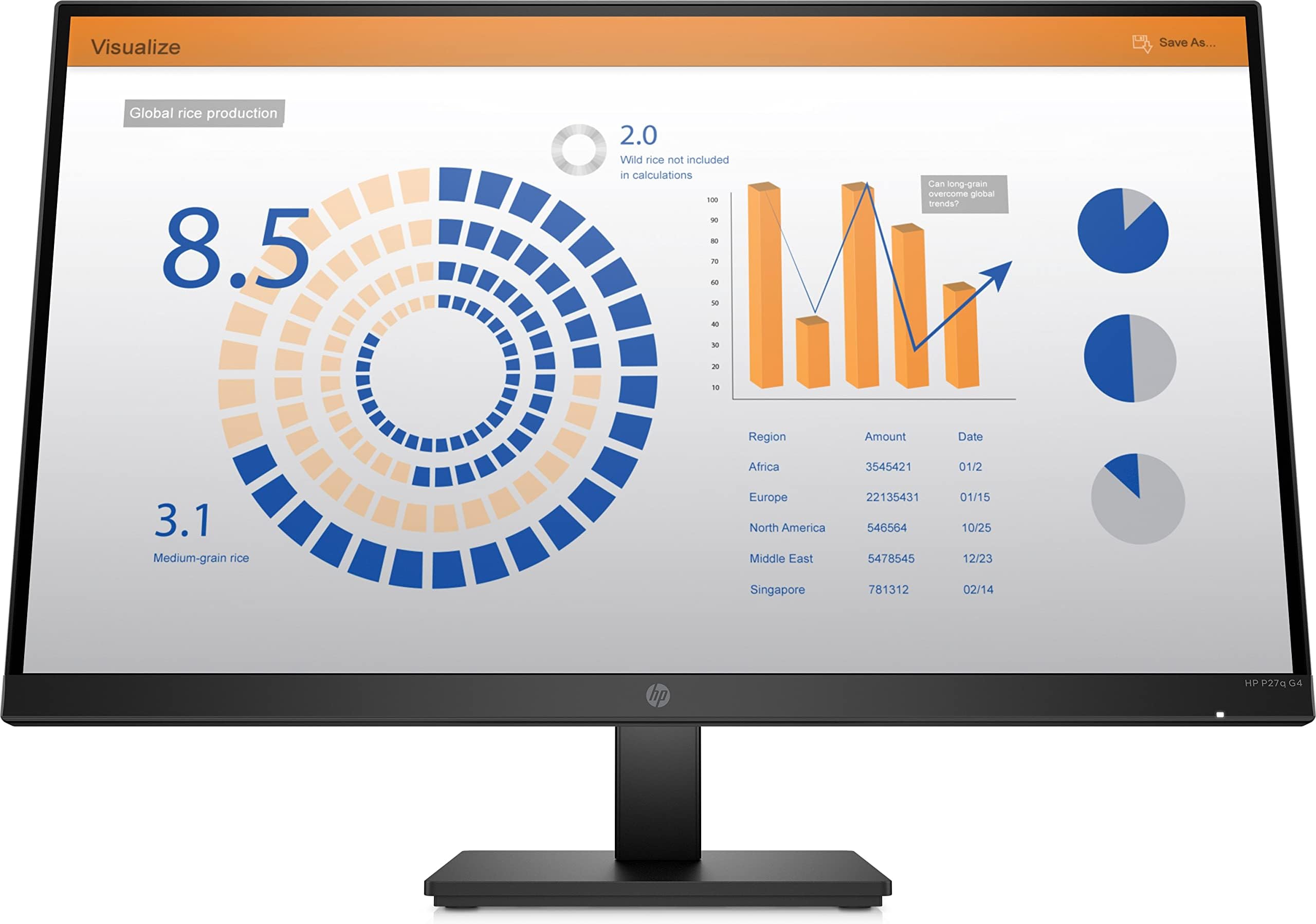 HP P27q G4 QHD Height Adjust Monitor 68.6 cm (27") 2560 x 1440 Pixels Quad HD LED Black