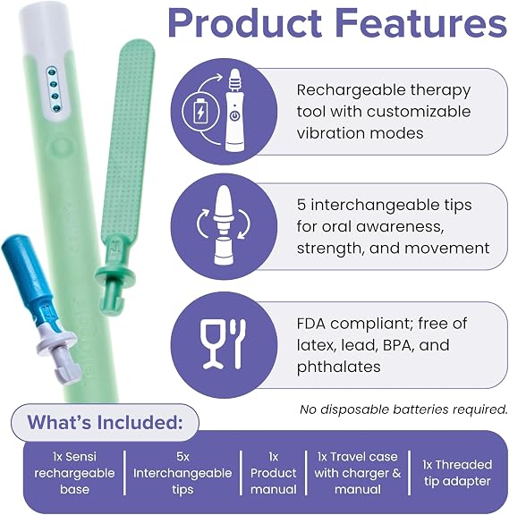 TalkTools Sensi Rechargeable: 5 TIP KIT - Depressor Green Tip Kit