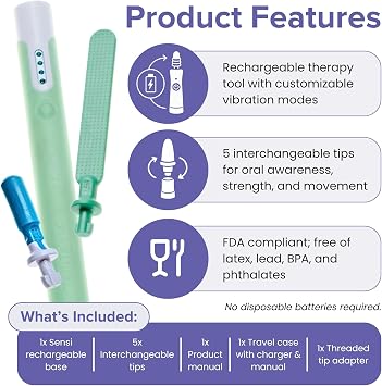 TalkTools Sensi Rechargeable: 5 TIP KIT - Depressor Green Tip Kit