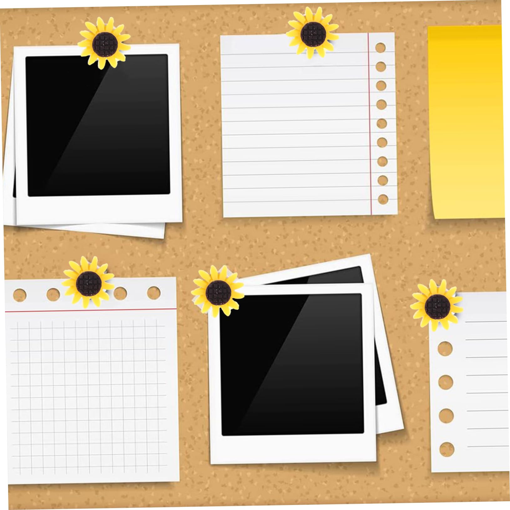 Zerodeko 5 Sätze Sonnenblumen-reißzwecke Reißzwecken Für Wandbehänge Heftet Und Drückt Planke Pastell Bulletin Dekorative Thumbtacks Cork Board Tacks Daumenstift Metall Gelb 40 Stück * 5