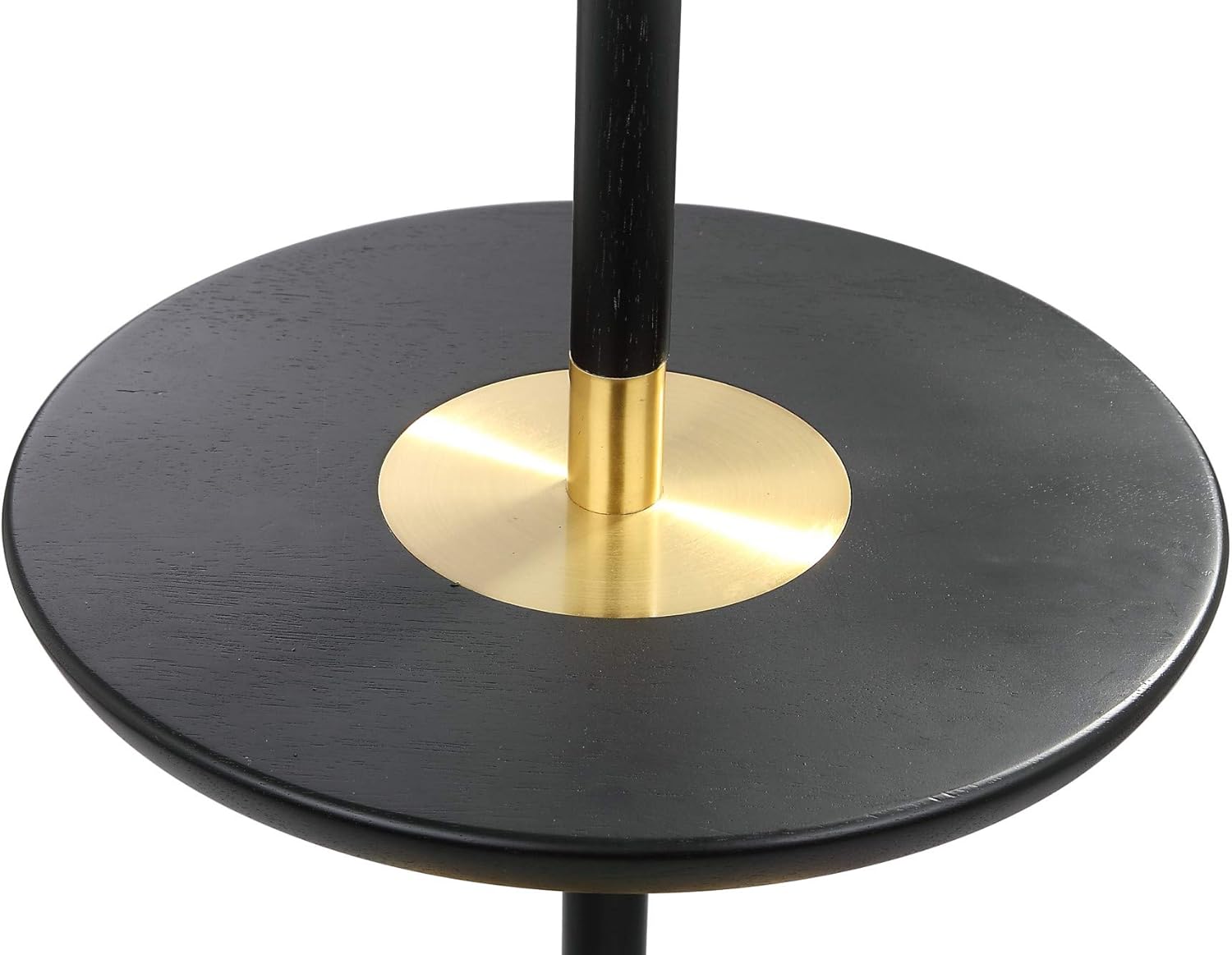 Brown and Brass Mid-Century Modern Floor Lamp with Table