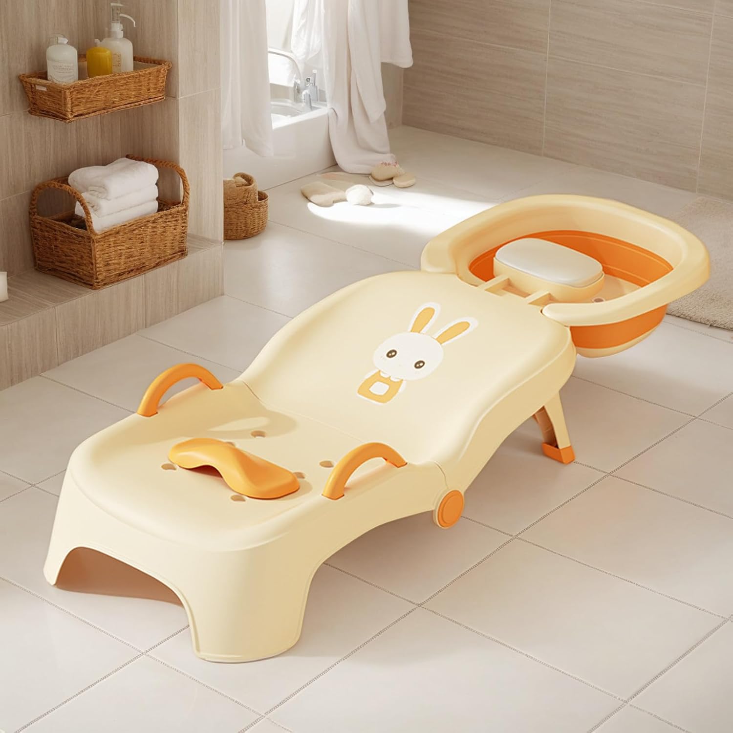 キッズ用ヘアウォッシングステーション - 折りたたみ式 子供用 リクライナー | リクライニングシート調整可能 ベビー幼児用 0-1 キッズ用ヘアウォッシングステーション  | 折りたたみ式 子供用 リクライナー | リクライニング機能付き ヘッドリンス用 ベビー 家 キッズ用 ... 折りたたみ ベビーシャンプーチェア | 折りたたみ式子供ヘアリンスサロンチェア - リクライニングシート調整可能 ベビー幼児用 0-