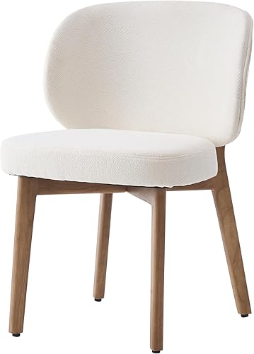 Miniatura 7 de YOUNIKE Silla de comedor con respaldo alto, silla única de cocina estilo moderno de mediados de siglo, silla acentuada sin brazos de tela bouclé
