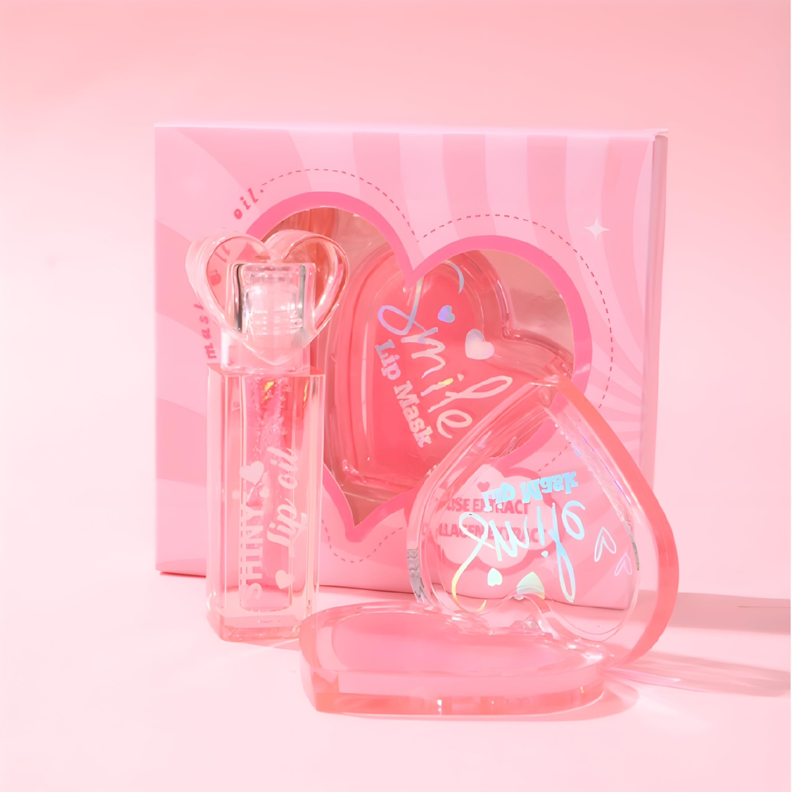 Bajajbeautyshop Lip Mask & Lip Oil Combo Pack | 2 in 1 Korean Lip Treatment with Shea Butter, Collagen & Rose Extracts | Hydrating, Repairing & Plumping Overnight Lip Care