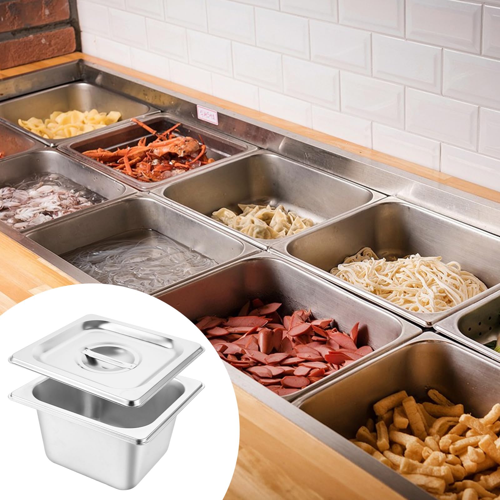 DAJAVE 4 piezas de recipientes gn con tapa, juego de cestas Gastro, recipientes de acero inoxidable con tapa, recipientes de acero inoxidable con tapa, recipientes Gastronorm, recipientes para