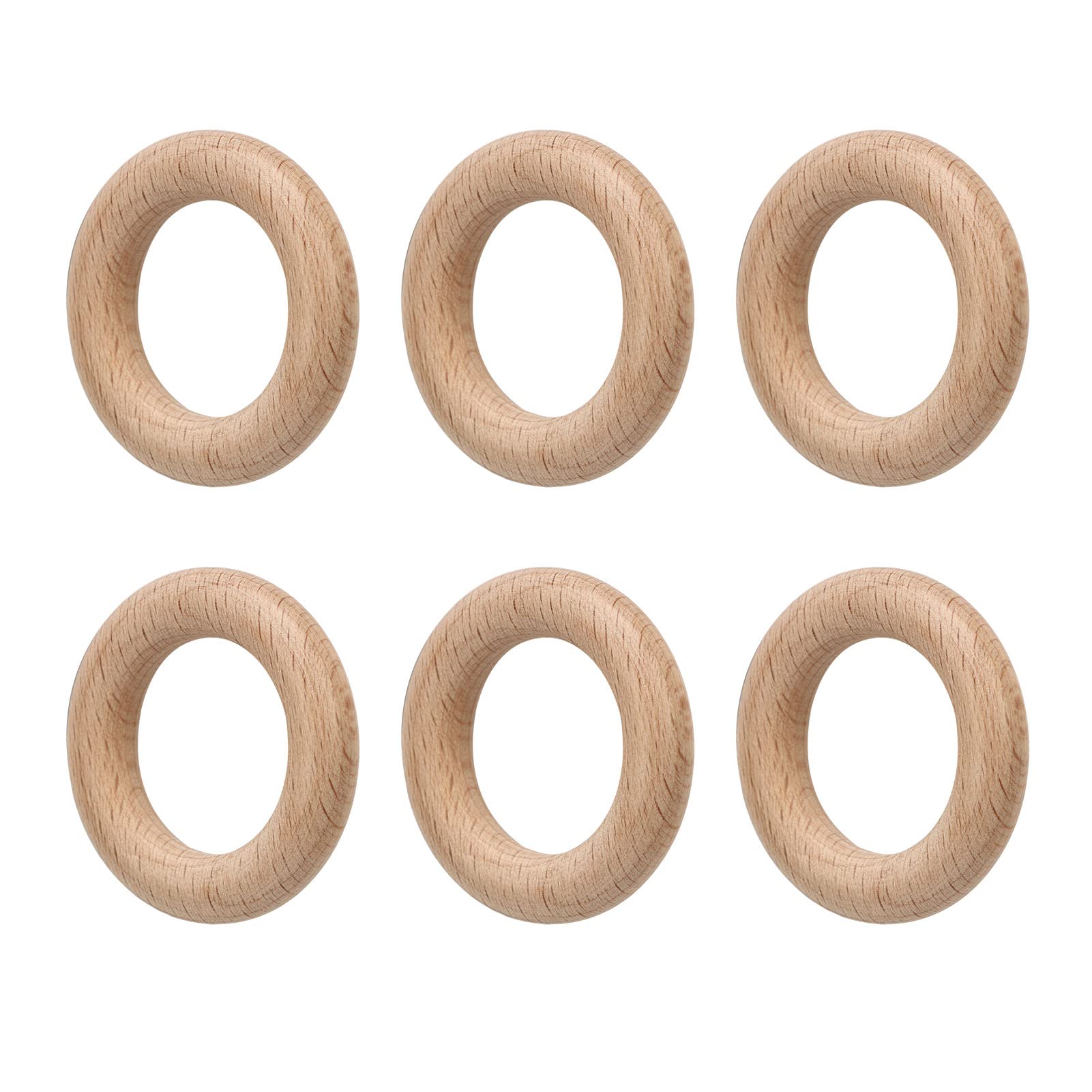 Anelli in legno Confezione da 30 anelli in macramè, robusti e non finiti, in legno di faggio, con finitura liscia, facile da colorare, ideali per decorazioni fai da te, progetti (4 cm)