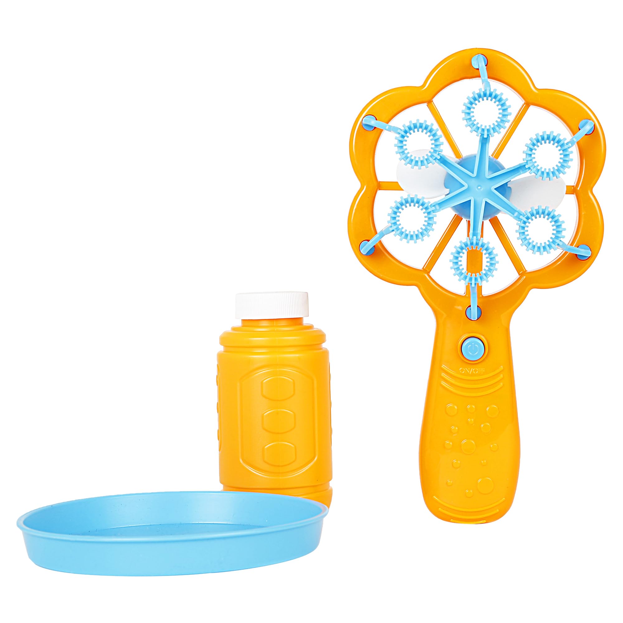 Hamleys Flora Bubble Blower Toy with 1 Refill Bubble Solution | Bubble Play Toy for Fun Indoor/Outdoor Bubble Machine for Kids 3Y+ | Perfect for Birthday Parties & Summer Outdoor Fun or Party, Orange - Image 2 thumbnail