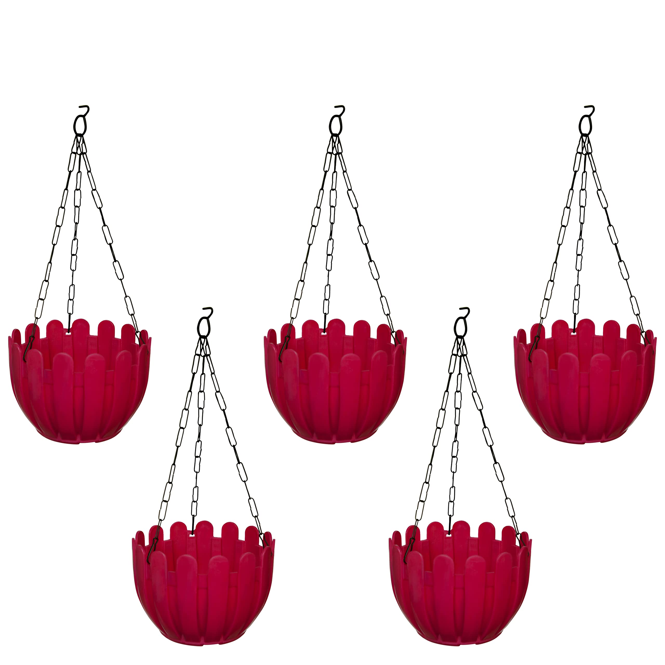 GREENRI French Nest Plastic Hanging Planter with Hook Chain, Pot Diameter - 8.5 Inch, Chain Length-15 Inch, (Pack of 5) UV Resistant Flower Hanging Pots for Home, Balcony & Garden Décor(Red) (B09XQZZ19Y) Amazon Price History, Amazon Price Tracker
