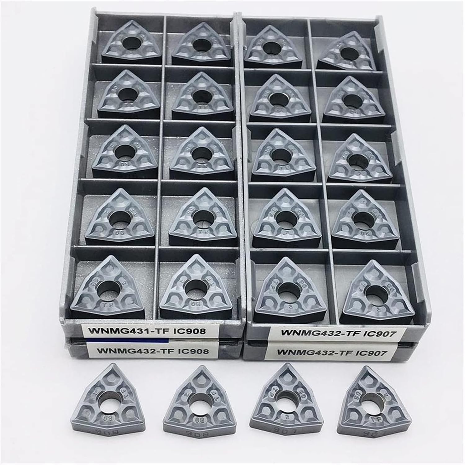 Carbide Milling Cutter 10PCS External Turning Tool WNMG080408 TF IC907 / IC908 WNMG080404 TF IC908 / IC907 Carbide Insert WNMG 080404 (Angle : WNMG080408 TF IC908, Insert Width(mm) : 10PCS(1box))