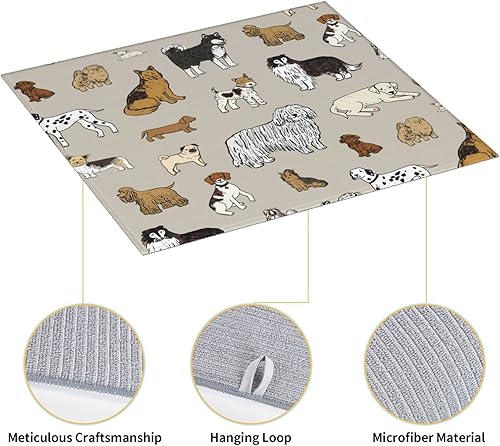 Miniatura 4 de Tapete de secado de platos con diseño de perros lindos de 16 x 18 pulgadas, tapete protector de platos para encimera de cocina, tapete protector de