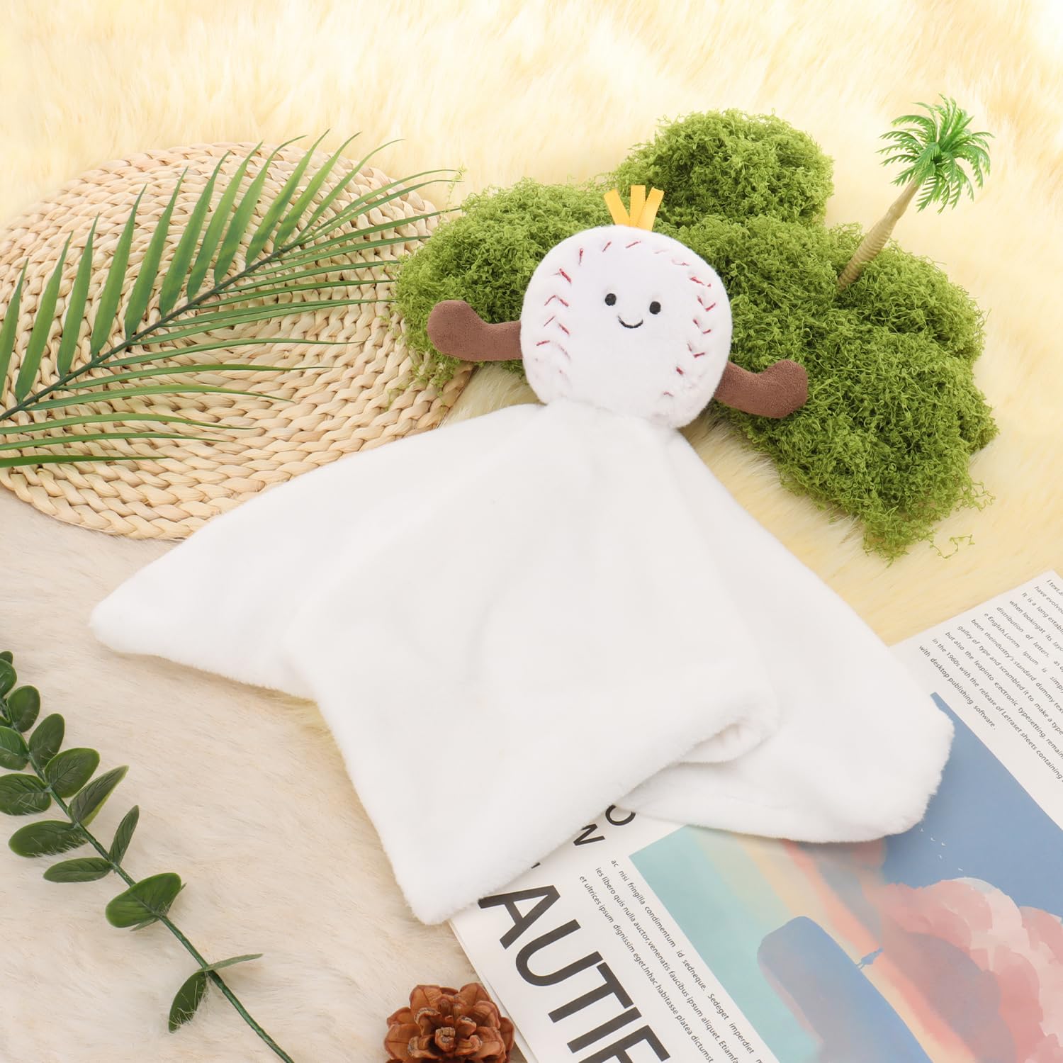 Apricot Lamb Baseball Cute Comforter Soft Loveys for Baby Boy and Girl Security Blanket for Babies Infant and Toddlers, White - Image 2