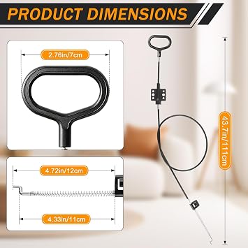 2 Pack Recliner Cable Replacement Sofa Recliner Parts, D-Ring Release Pull Handle for Couch Sofa Recliner Repair, Exposed Length 4.72 with S Tip