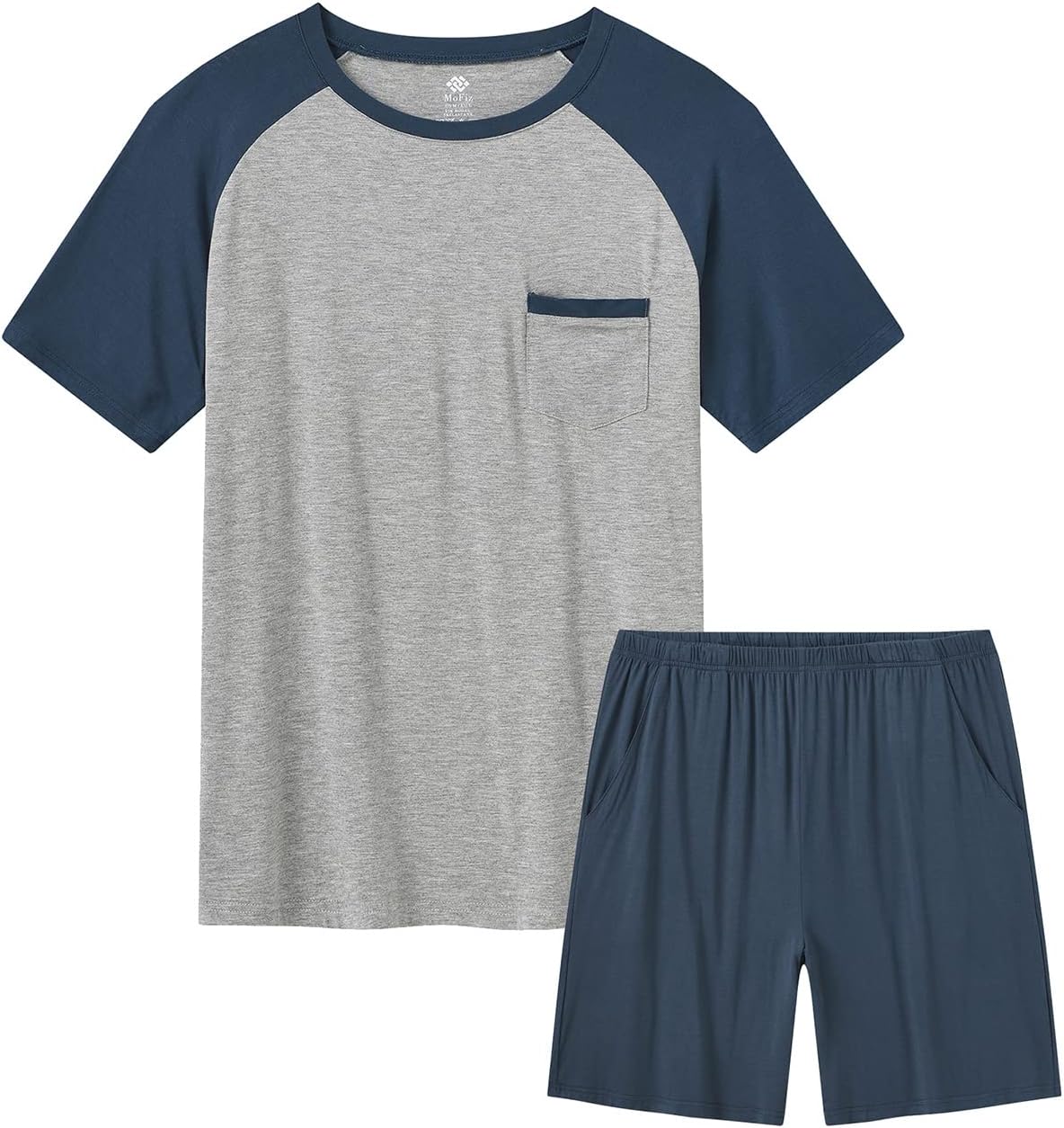 Men's Sleep Sets,Modal Pajamas Set Ultra Soft Sleepwear Short Sleeve Top & Bottom PJS Lounge Set 2 pieces
