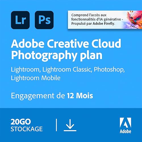 Adobe Creative Cloud 20GB: Photoshop & Lightroom|1 an|PC/Mac|Téléchargement
