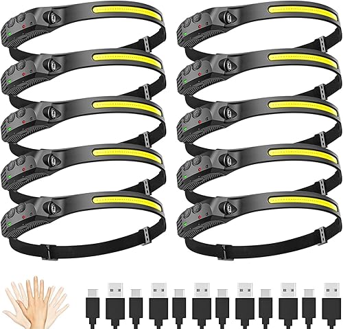 Nuevo faro LED recargable, lámpara de cabeza de haz ancho de 230 para frente, luz de casco duro de 6 modos para adultos, linterna para trabajo,