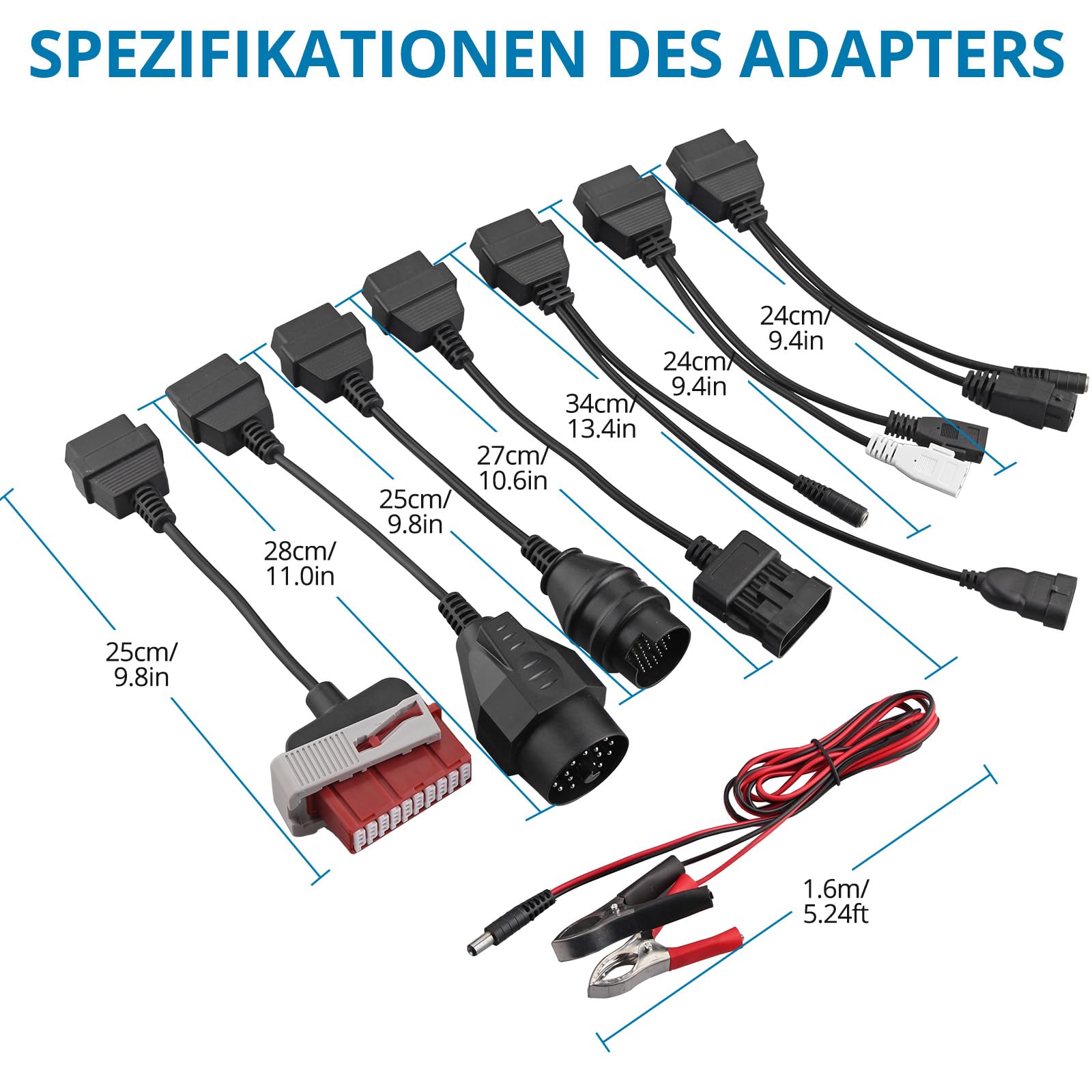 AUTOUTLET 8er Adapter Set, Universal Auto OBD2 OBD1 Diagnosegerät Diagnose Adapter Kabelsatz, Diagnoseadapterkabel OBD Diagnoseadapter kompatibel mit VW Audi BMW Opel, für AutoCom Delphi CDP+ DS150Er