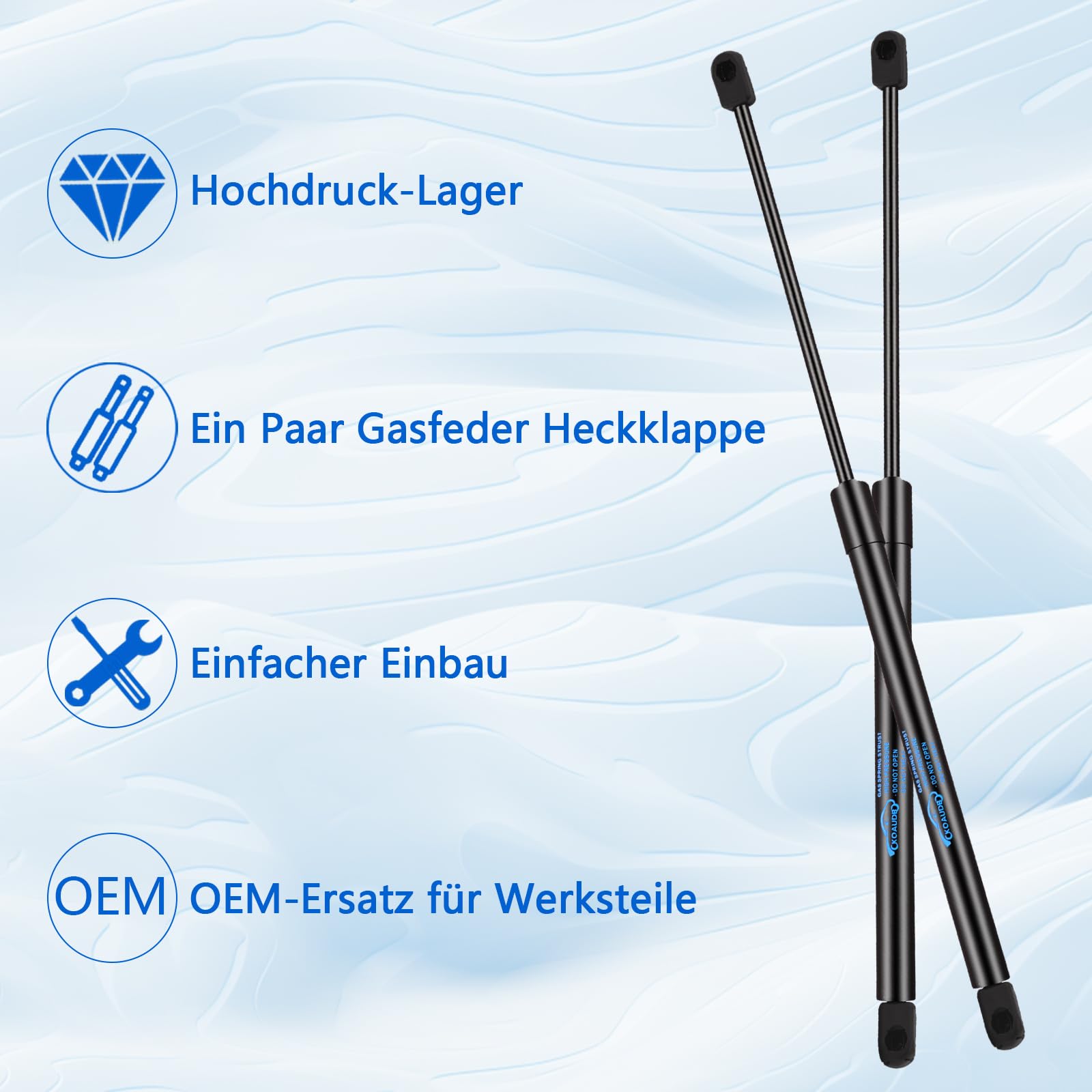 2x Kofferraum Dämpfer für SKODA Octavia II 1Z5 2004-2013 alle Motoren Estate Gasfeder Heckklappe Schwarz Heckklappendämpfer Kofferraum Dämpfer Gasdruckdämpfer Replace für #1Z9827550