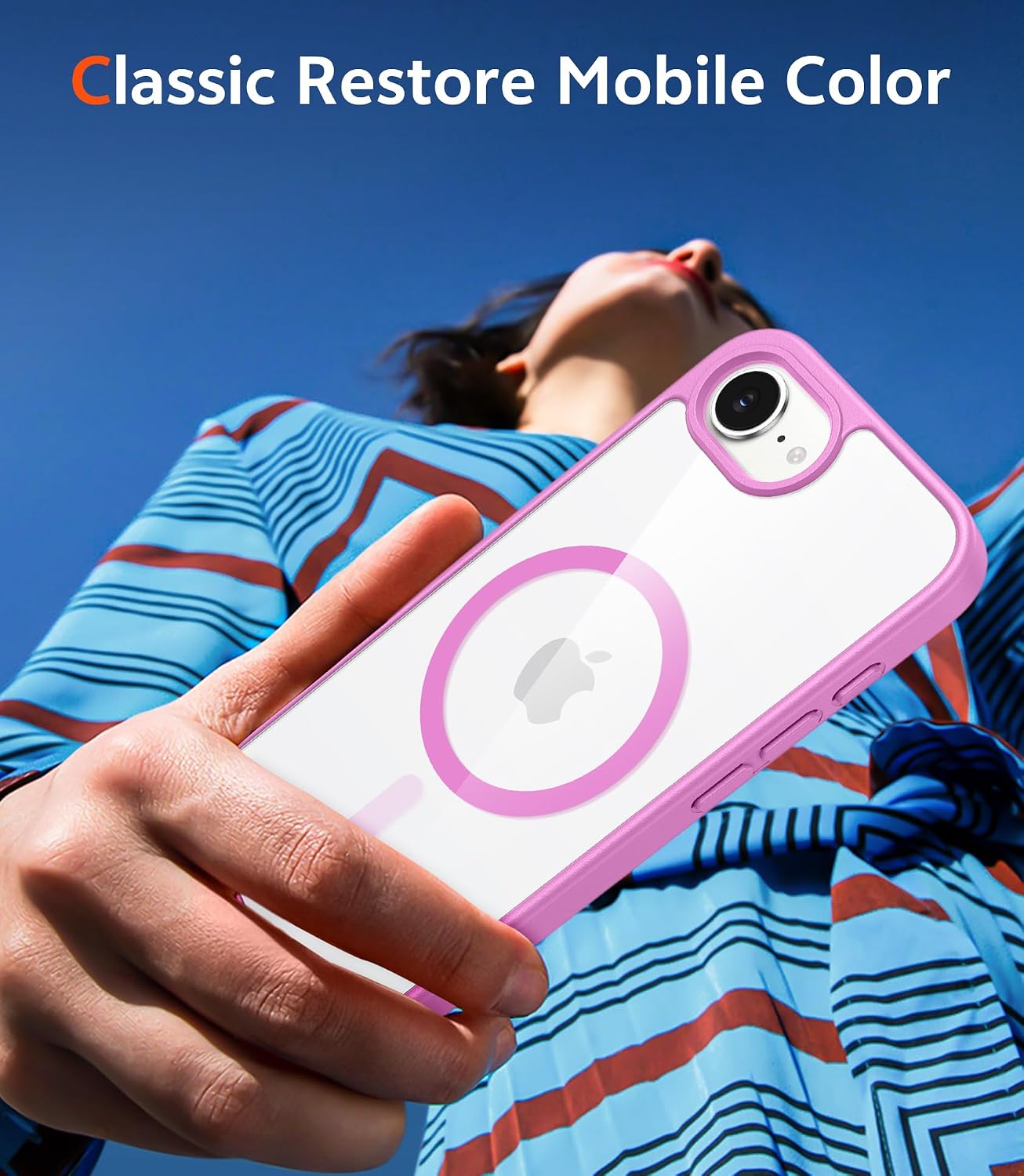 FNTCASE for iPhone 17e & iPhone 16e Case Clear: Magnetic Phone Cases with Screen Protector Drop Proof Compatible with Magsafe Anti Yellowing Shockproof Protective Transparent Cell Cover (B-Pink)