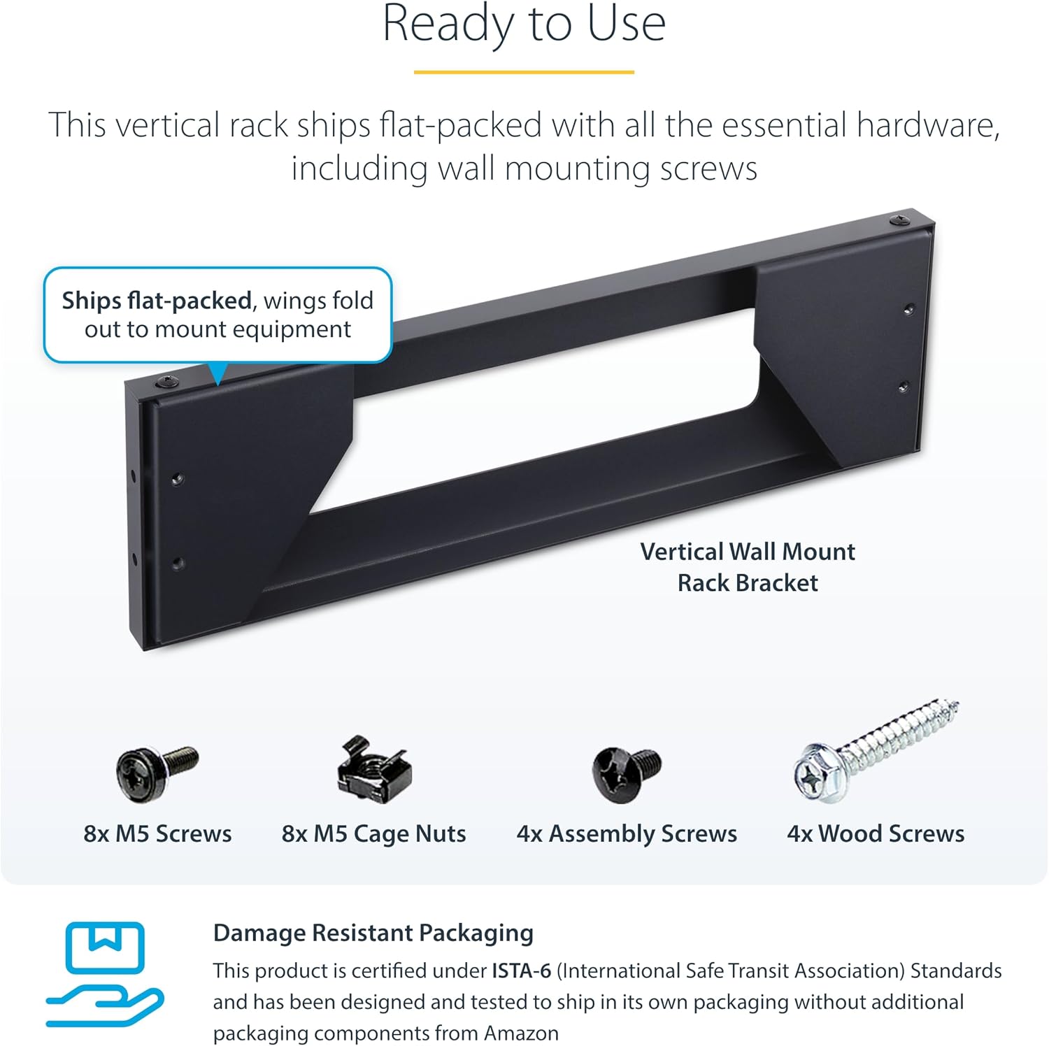 StarTech.com 2U Vertical Wall-Mount Bracket for 19inch Rack Mountable Equipment, 121lb/55kg Capacity, for Patch Panels/Servers - Image 5