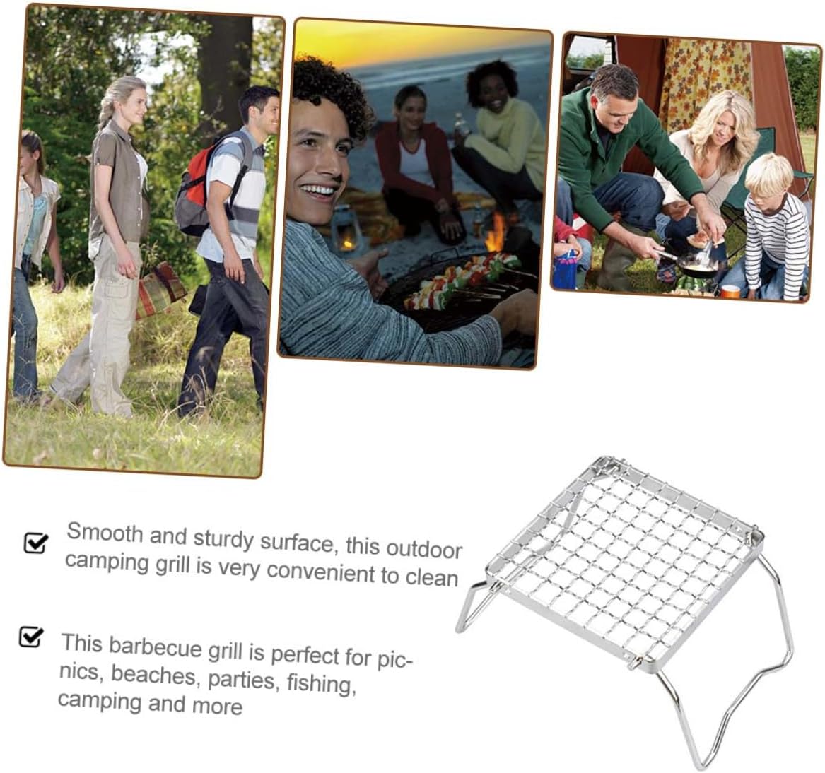 MAGICLULU Camping Bbq Rack Folding Stainless Steel Outdoor Barbecue Grill Portable Fire Pit Grill for Camping and Travel