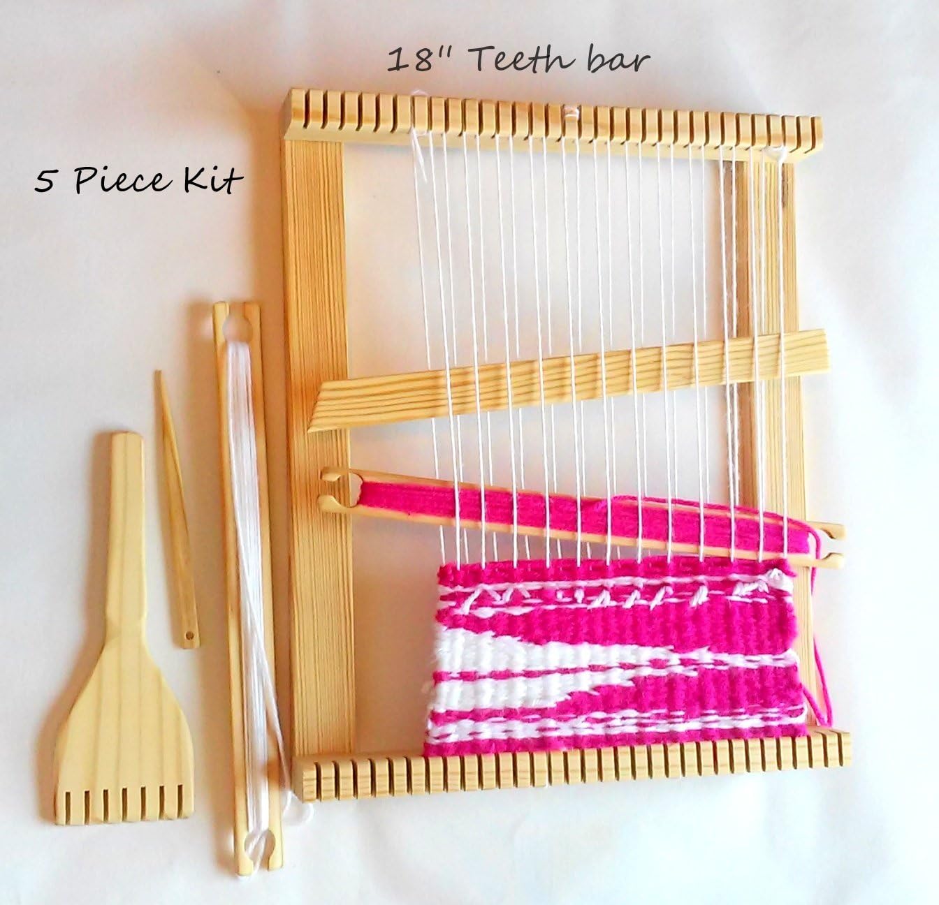 18x20 Inch Weaving Loom with Tapestry Beater,shuttles and Shed Stick. Free Needle Included