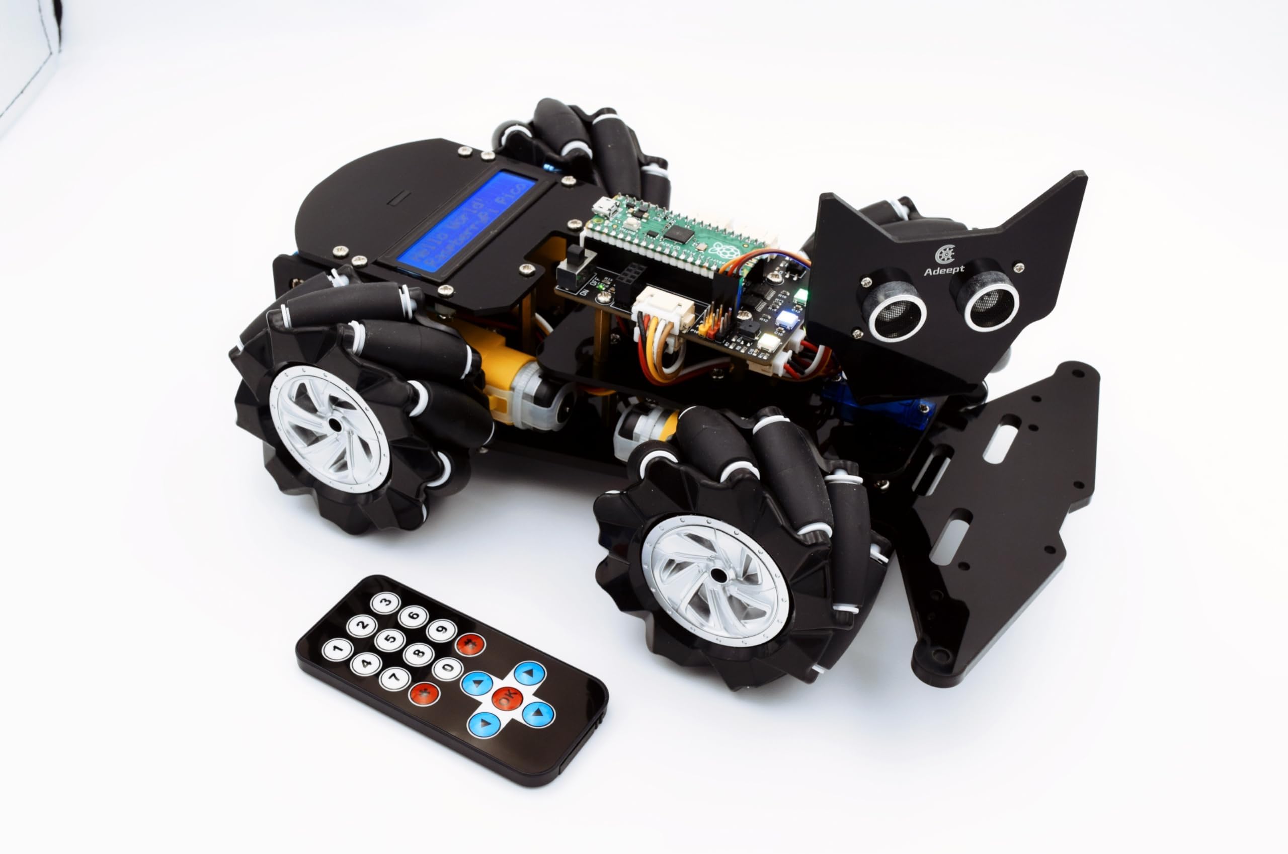 – Adeept 4WD Robot Toy for Raspberry Pi Pico Omni-directional Mecanum Wheels Robotic Car Kit DIY STEM Remote Controlled Educational with LCD Display and PDF Tutorials