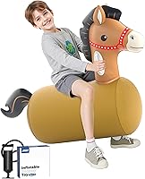 JOSEN Giant Inflatable Bouncy Horse Hopper Ride-On Toy with Pump, 220lbs Capacity for Kids 5+, Teens & Adults Indoor Outdoor
