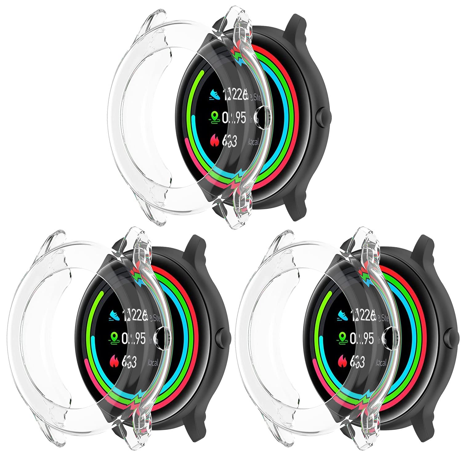 Screen Protector Case Compatible with YAMAY SW022 SmartWatch, Replacement 3-Pack Coverage Soft TPU Case Screen Protective Cover Bumper for YAMAY SW022 (3pack*Clear)