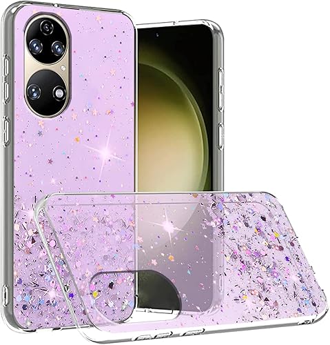 Miniatura 7 de Funda compatible con Huawei P50 Pro con purpurina verde transparente, para Huawei P50 Pro, funda de silicona transparente de TPU suave, para mujeres