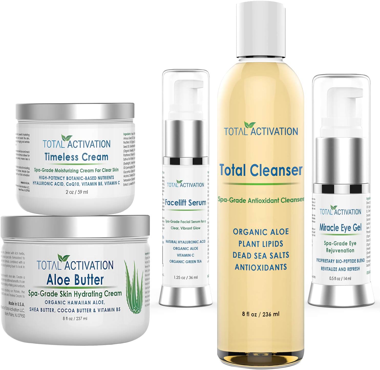 Total Activation 5-Step Skin Care System, Daily Essential for Men and Women, for Sensitive Skin, Dry or Oily Skin, for a Glowing Balanced Skin, Lightens Dark Spots, Restore Elasticity & Hydrate Skin