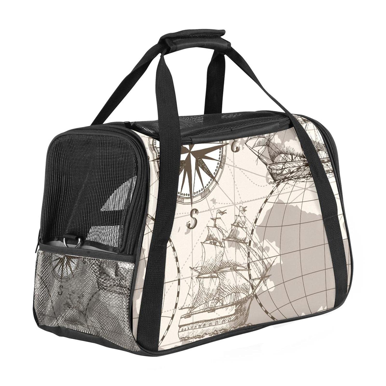 Sac de transport animal souple pour chat chien imprimé carte de navigation