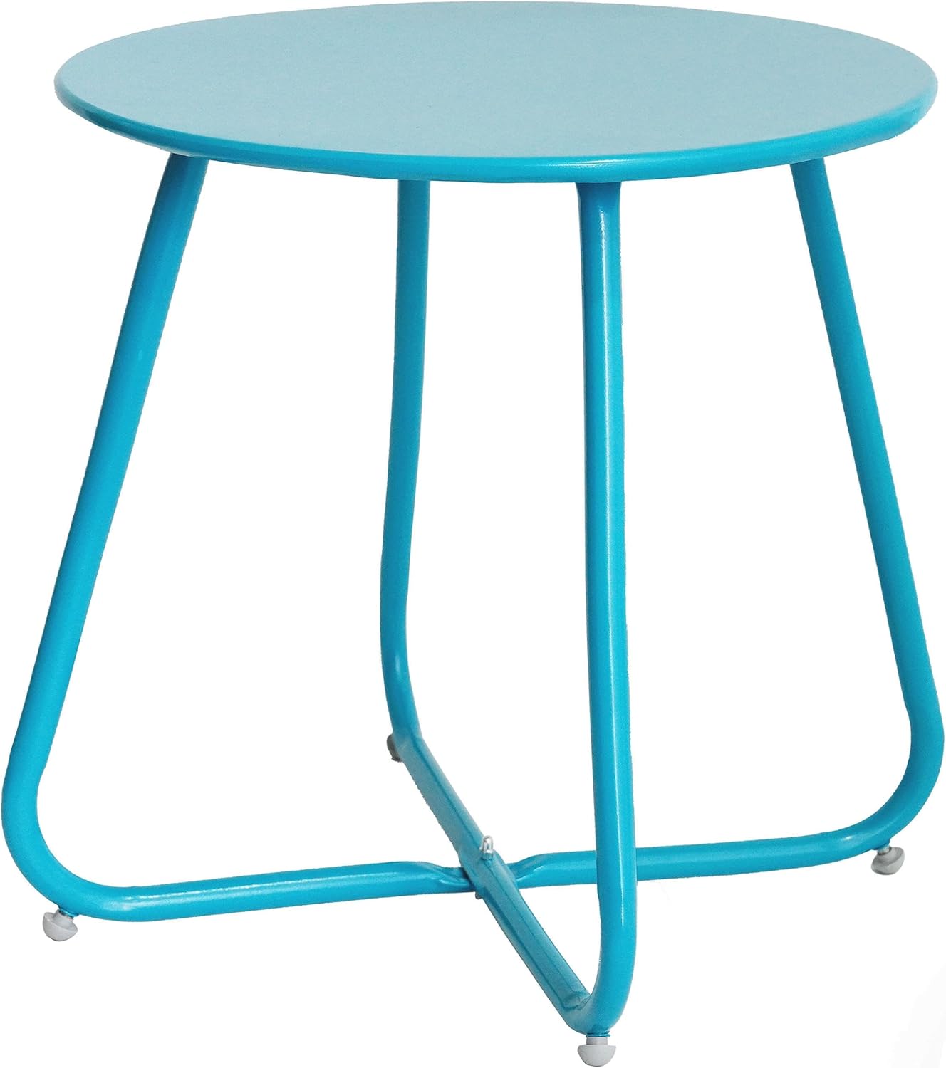 Elevon E-Coated Steel Side Table Weather Resistant Outdoor 17.5” Round End Table Accent Table for Bistro Balcony