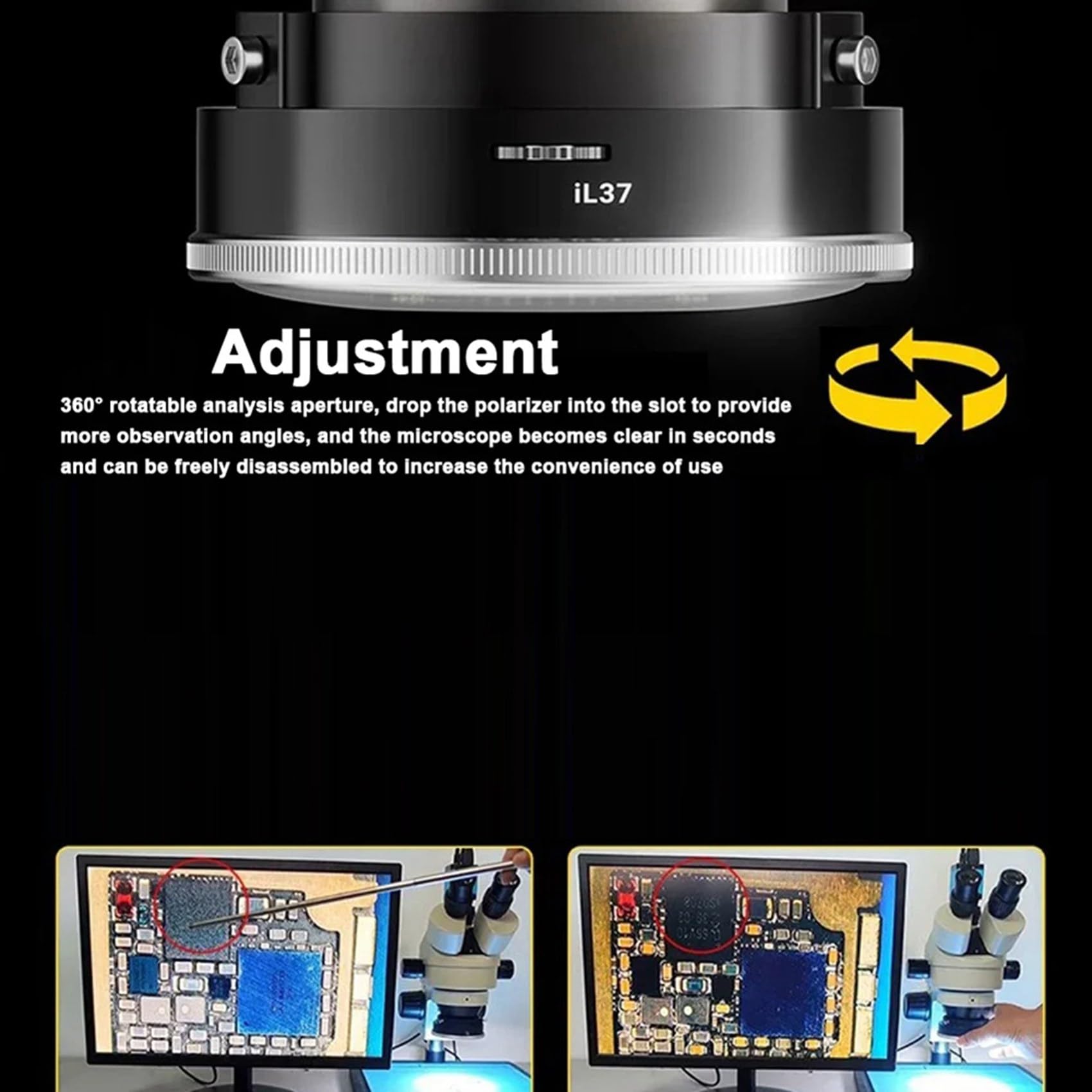 2X IL37 Mikroskop, Polarisierte LED-Ringlichtlampe, Anti-Illuminator-, die Reflexionen Eliminiert