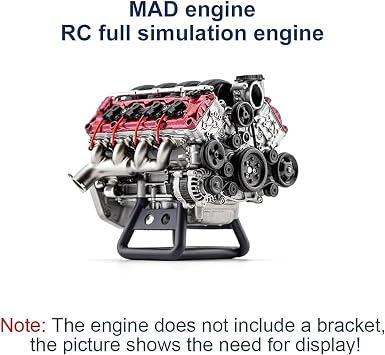 Engine - V8 Engine Kit, V8 Engine Model Kit That Runs, V8 Engine Model Kit That Works for Ax90104 Scx10ii Capra Vs4-10 Pro Ultra Model Car