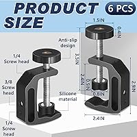 Vista 2 de Hicarer Abrazadera universal C con orificio de rosca de 1/4 y 3/8 pulgadas, abrazadera de soporte de aluminio para mesa de escritorio, soporte