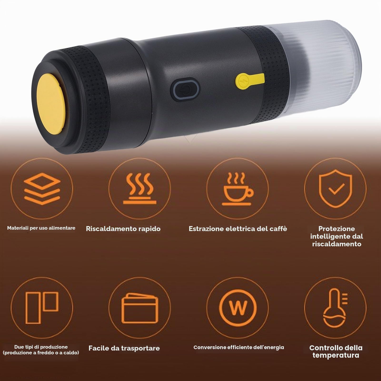 Bewinner Macchina per Caffè Espresso Portatile 3 in 1 - Caffè a Capsule Automatica con Pompa 20 Bar, Riscaldamento Senza Fili e Caricatore Auto