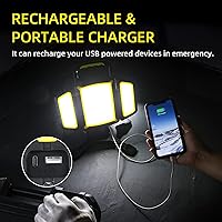 Vista 6 de Yzoni Rechargeable Work Light, 30W 3000Lumen LED Work Light with 5 Modes, Battery Powered Magnetic Lights with 360°Rotate Foldable Design, Job Site
