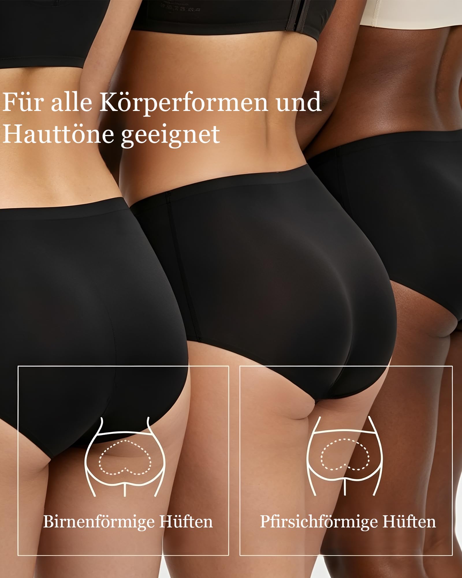 ALL OF ME Seamless Slips Damen Hohe Taille Bequeme Nahtlose Unterwäsche Frauen Atmungsaktive No Show Panties Mehrpack 5 S-XXL