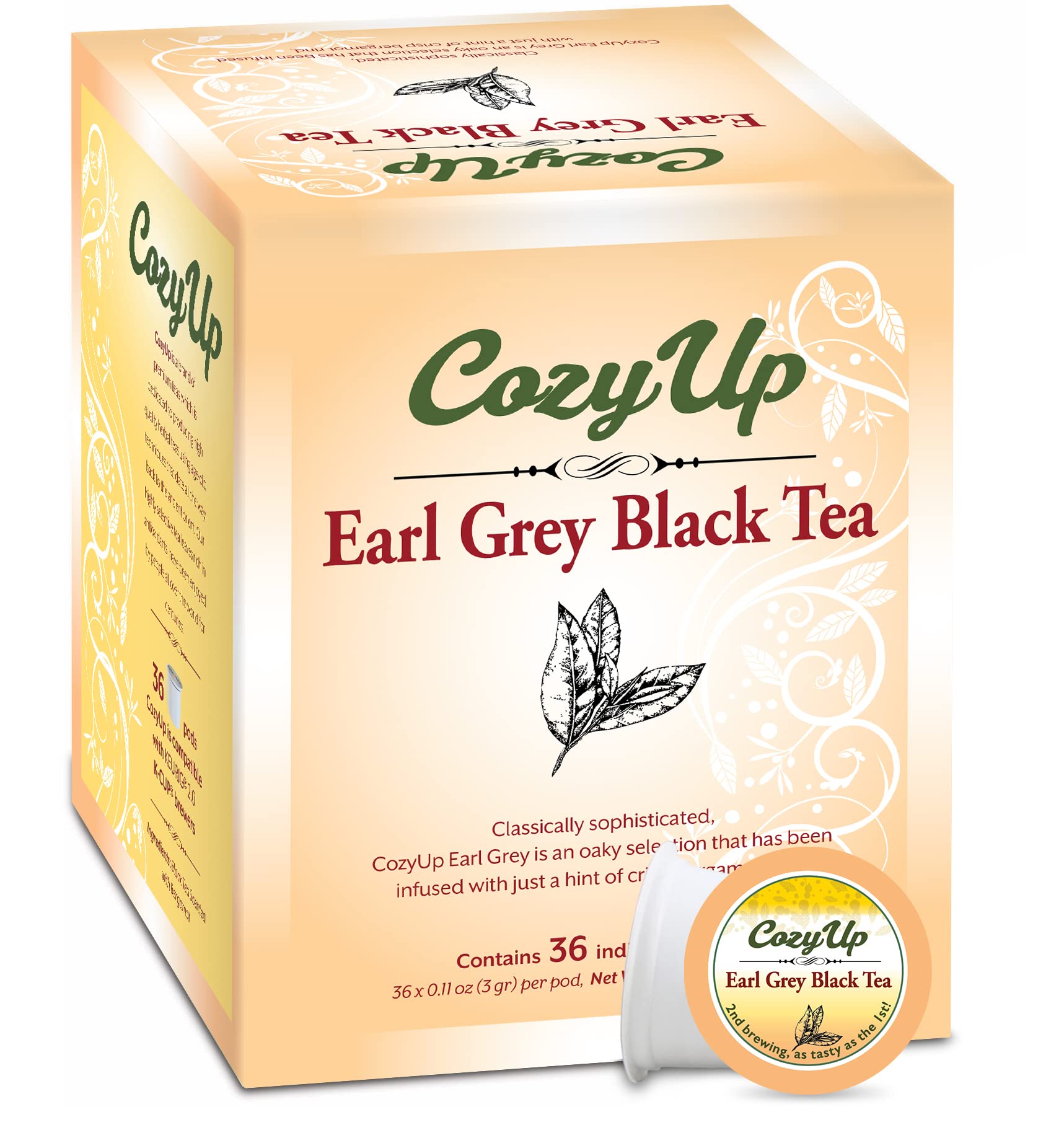 Cozy Up Earl Grey Tea K-Cup Pods, 36-Count, Compatible with Keurig Brewers