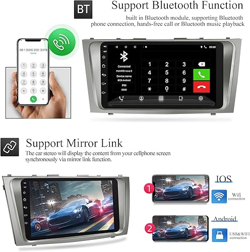 Miniatura 7 de NHOPEEW 2 GB+32 GB Radio Android 13 Camry con Apple Carplay y Android Auto Fit para Toyota Camry 2007 2008 2009 2010 2011, pantalla táctil estéreo