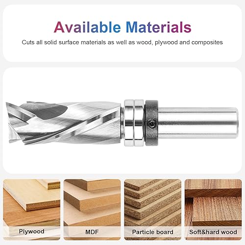 Miniatura 4 de SpeTool Broca de enrutador de corte en espiral de compresión de 14 de pulgada de diámetro de corte de 12 pulgada de diámetro inferior, broca de