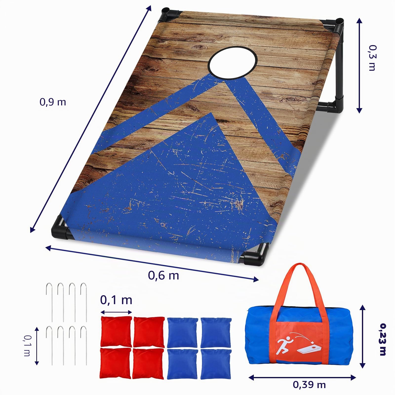 NZQXJXZ Jeu Corn Hole Portable pour Adultes et Famille, Cornhole Jeu Encadré en PVC avec 8 Sacs de Haricots et Sac de Transport, Idéal l'extérieur, l'intérieur, l'arrière-Cour, la Pelouse, 3 x 2 Ft