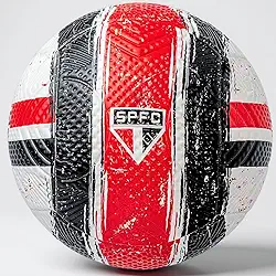 Bola Futebol Oficial São Paulo FC Sem Costura Tamanho 5 Licenciada Tricolor Alta Performance Colorida Resistente Uso Profissional Campeonato Brasileiro Campo Grama Natural e Sintética
