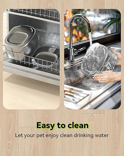 Miniatura 9 de Fuente de agua inalámbrica para gatos de acero inoxidable, 135 floz4 L, fuente automática para mascotas, dispensador de agua inalámbrica para gatos,