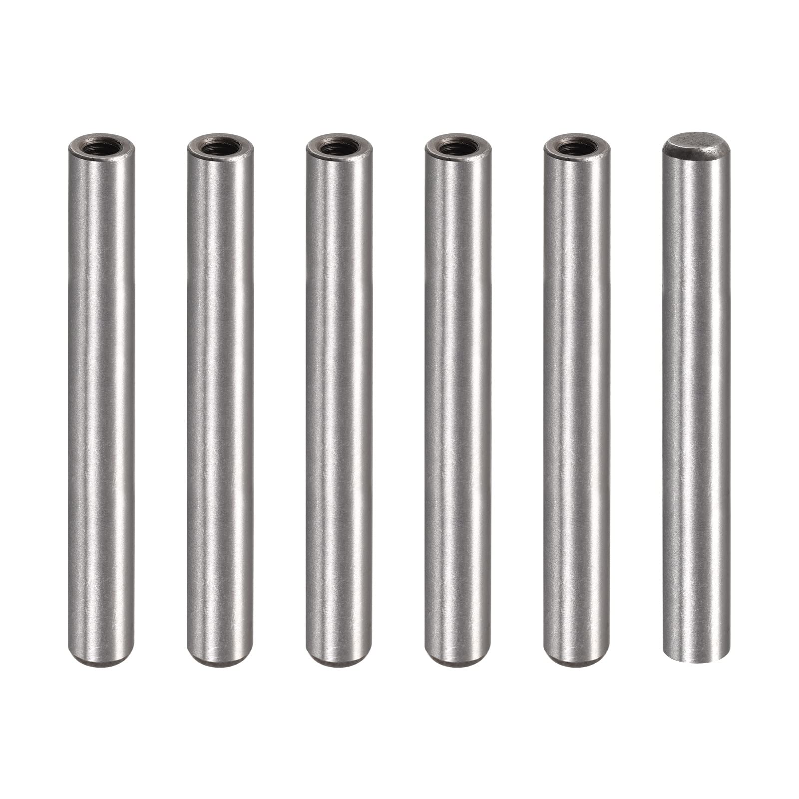 sourcing map M6 Internal Thread Dowel Pin 6pcs 10x80mm Chamfering Flat Carbon Steel Cylindrical Pin Bed Bookshelf Metal Devices Industrial Pins