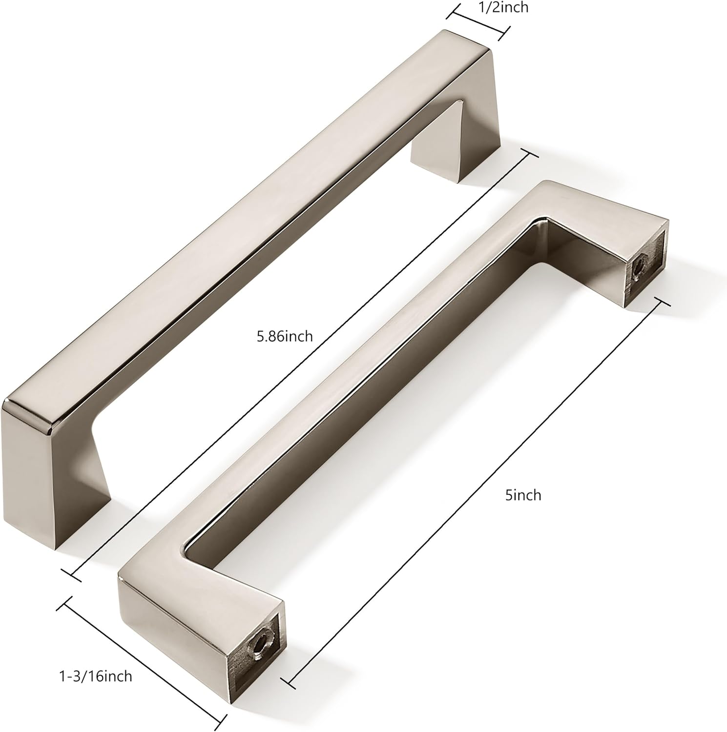 10 Pack 5 inch Solid Polished Nickel Cabinet Handles Kitchen Hardware Drawers Bathroom Vanity Cabinet Door Handles