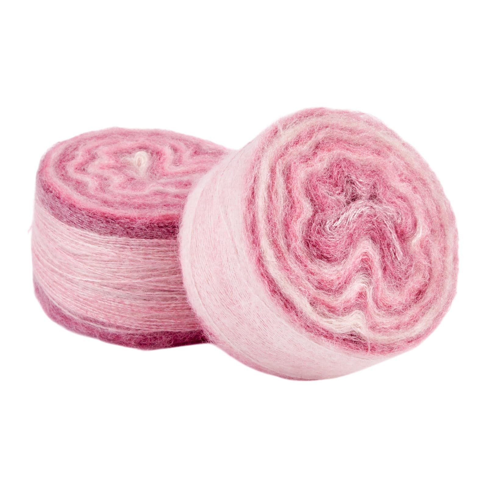 Beadthoven 2 Rolls x 100G Segment Dyed Knitting Yarn 1 mm Soft Thin Mohair Yarn Long Wool Yarns Craft Crochet Yarns for Blanket Pillows Knitting Scarves Sweater Crochet Crafts