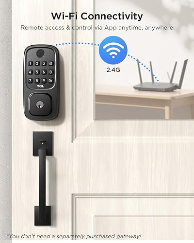 Miniatura 3 de TCL Cerradura inteligente D1, cerradura de puerta delantera sin llave de huellas dactilares, cerradura de cerrojo de teclado Wi-Fi, funciona con
