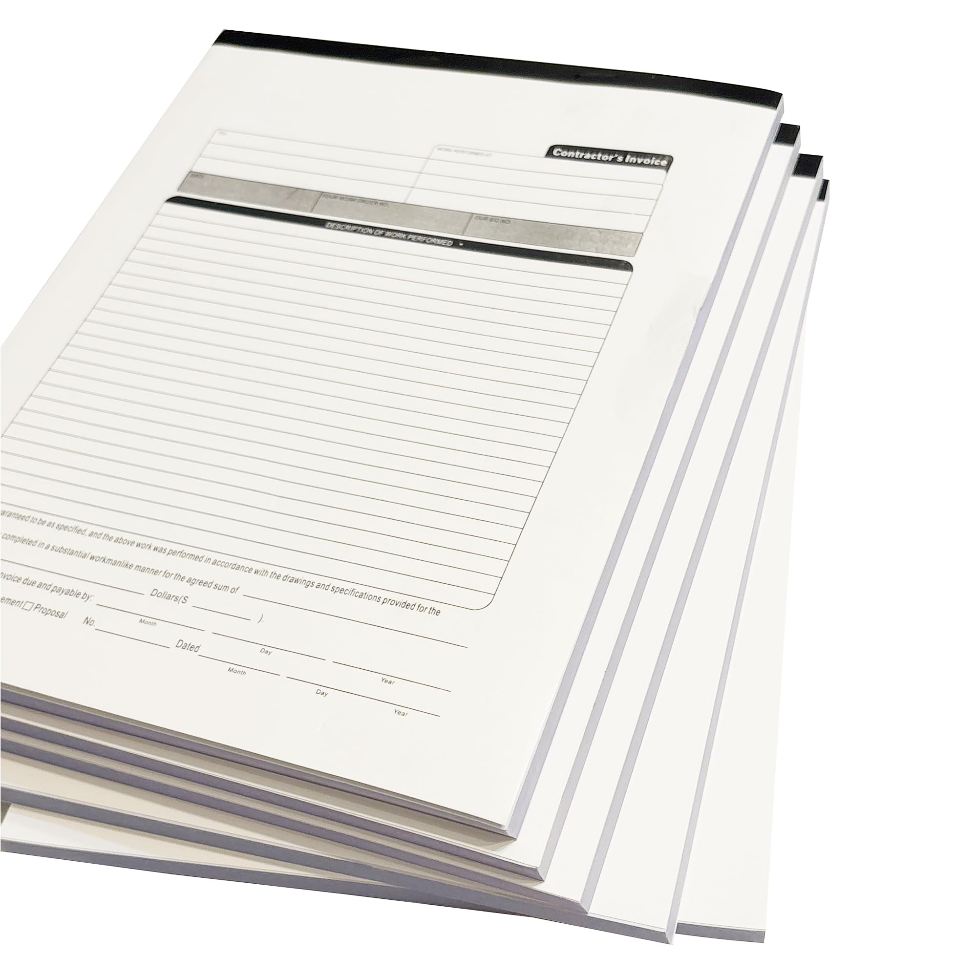 Rechnungsbuch für Bauunternehmer, 3-teilig, 21,6 x 29,1 cm, selbstdurchschreibend, mit weißen, gelben und rosa Kopien, Arbeitsauftrags-Belegbuch mit leeren Rechnungsblättern, 10 Stück
